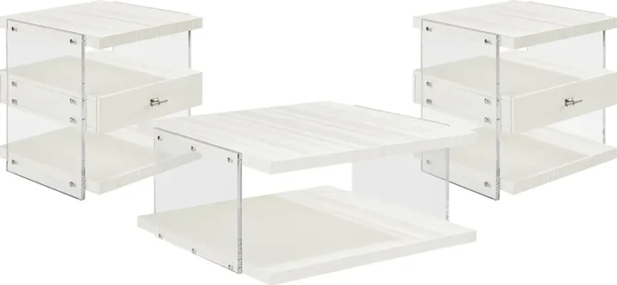 Aruba White 3 Pc Table Set