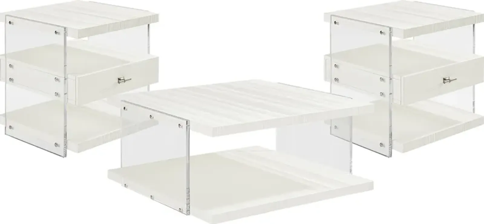 Aruba White 3 Pc Table Set