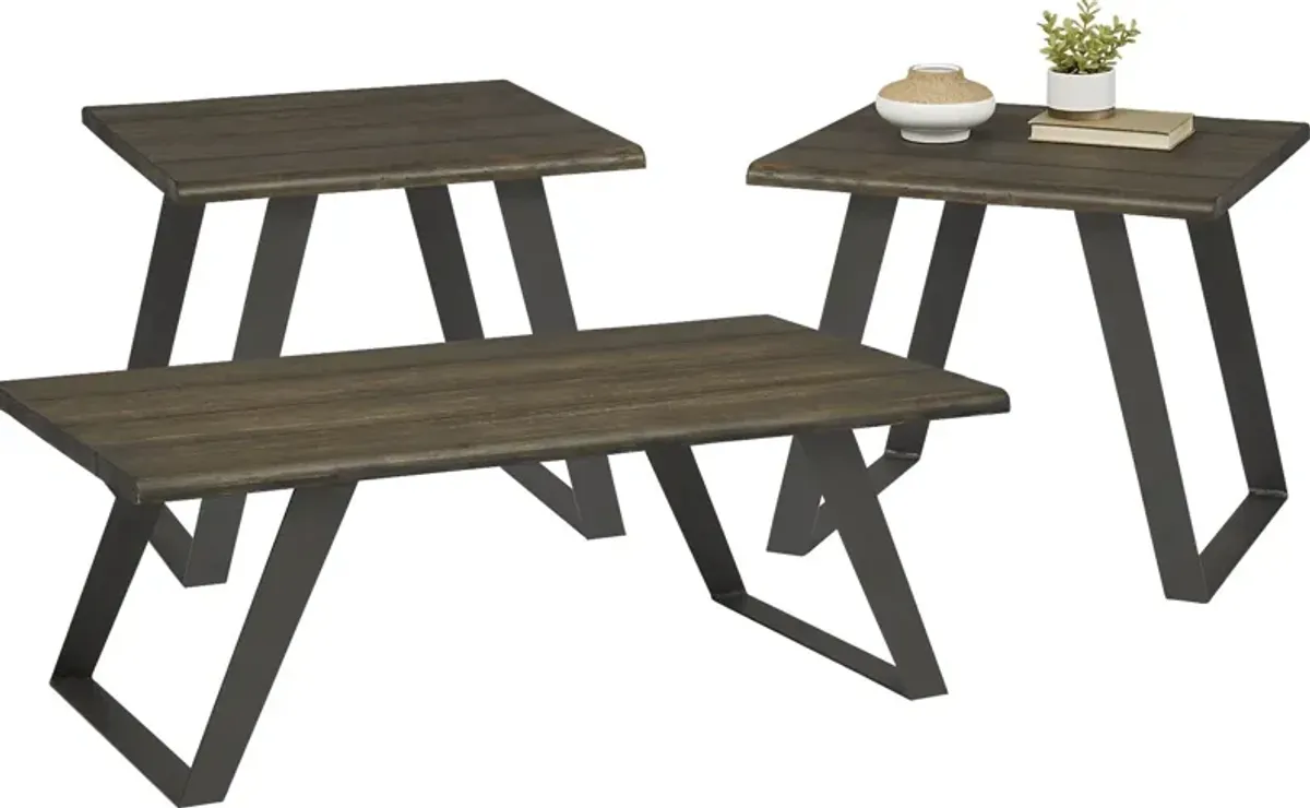 Aden Dark Brown 3 Pc Table Set