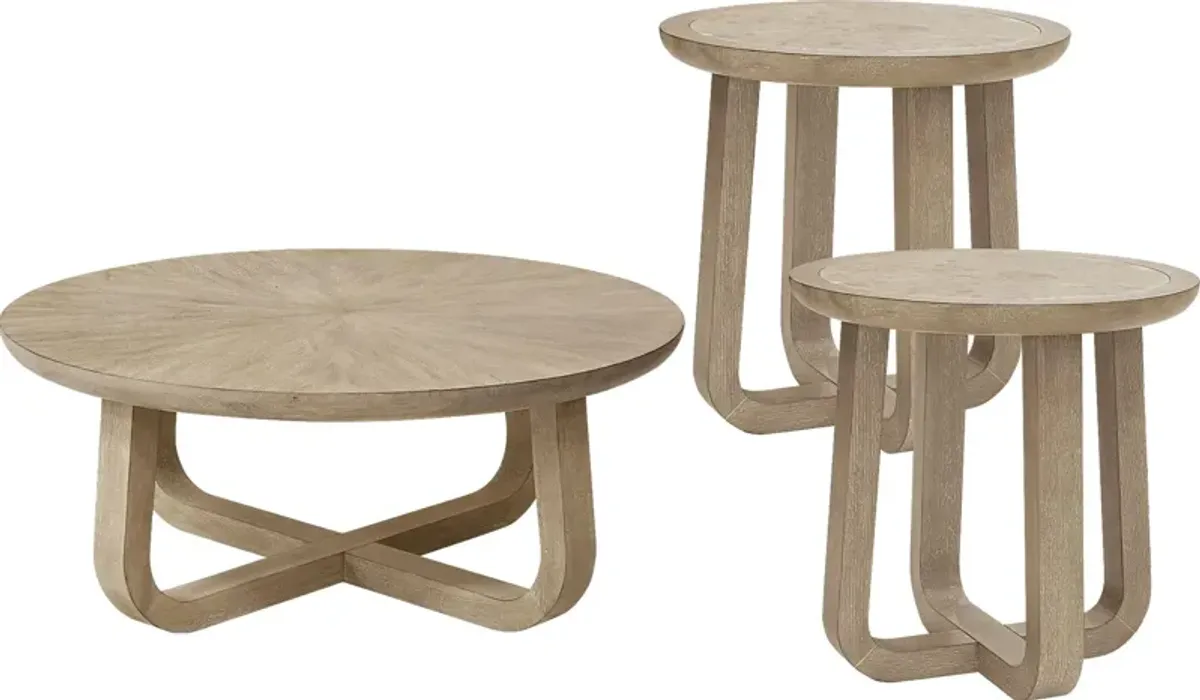 Canyon 3 Pc Table Set with Stone Top End Tables