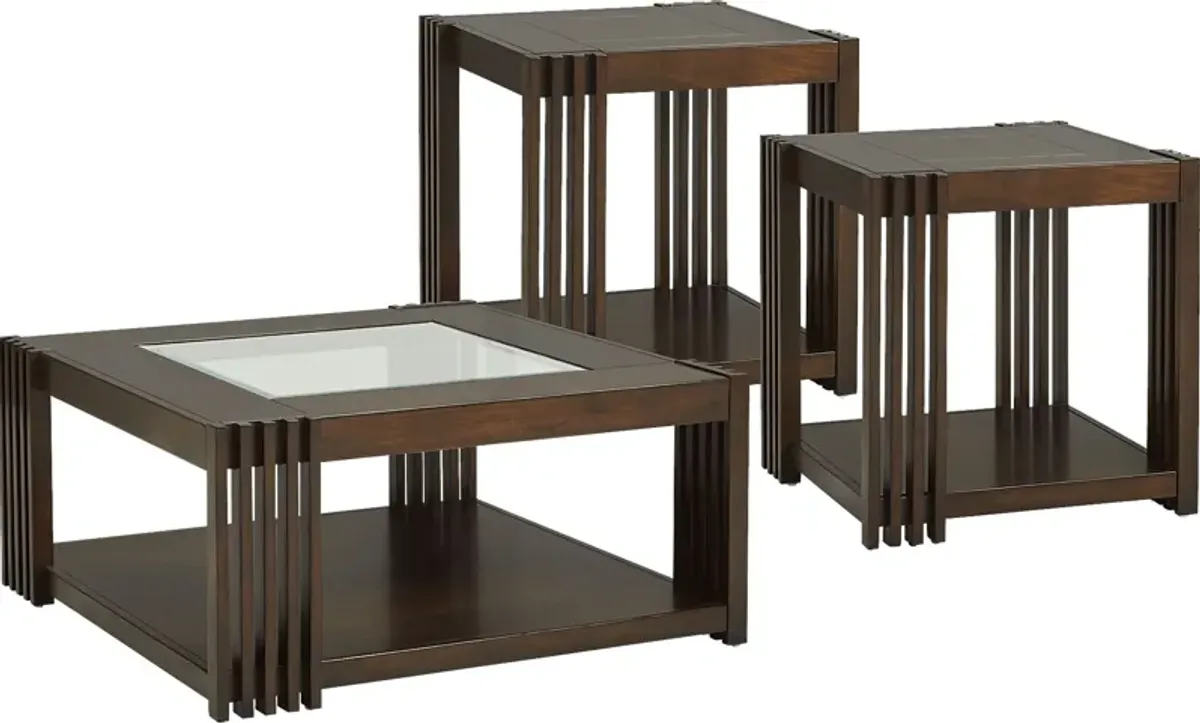 Camellia Brown Cherry 3 Pc Table Set