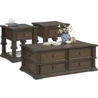 Renfield Walnut Lift Top 3 Pc Occasional Table Set