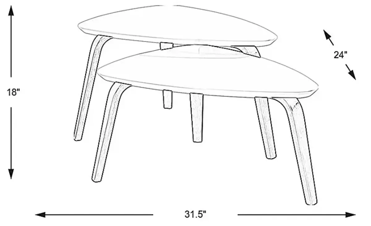 Melodina White 2 Pc Nesting Cocktail Table