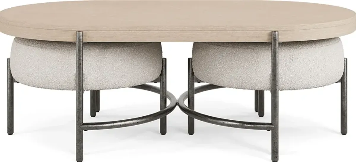 Cheshire Gray Cocktail Table with Two Ottomans