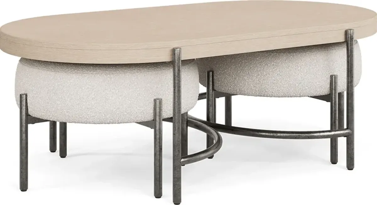 Cheshire Gray Cocktail Table with Two Ottomans