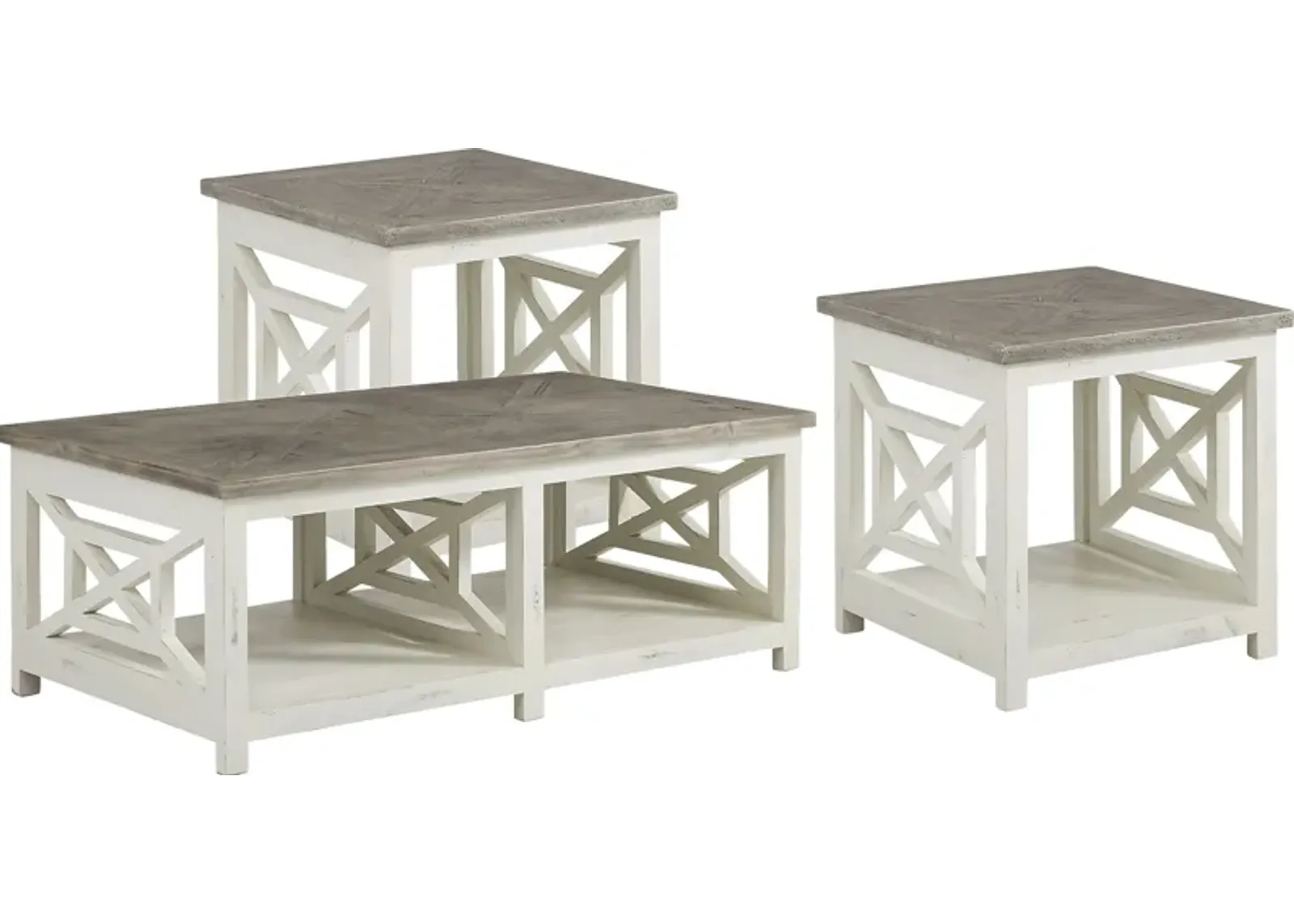 Danusa White 3 Pc Table Set