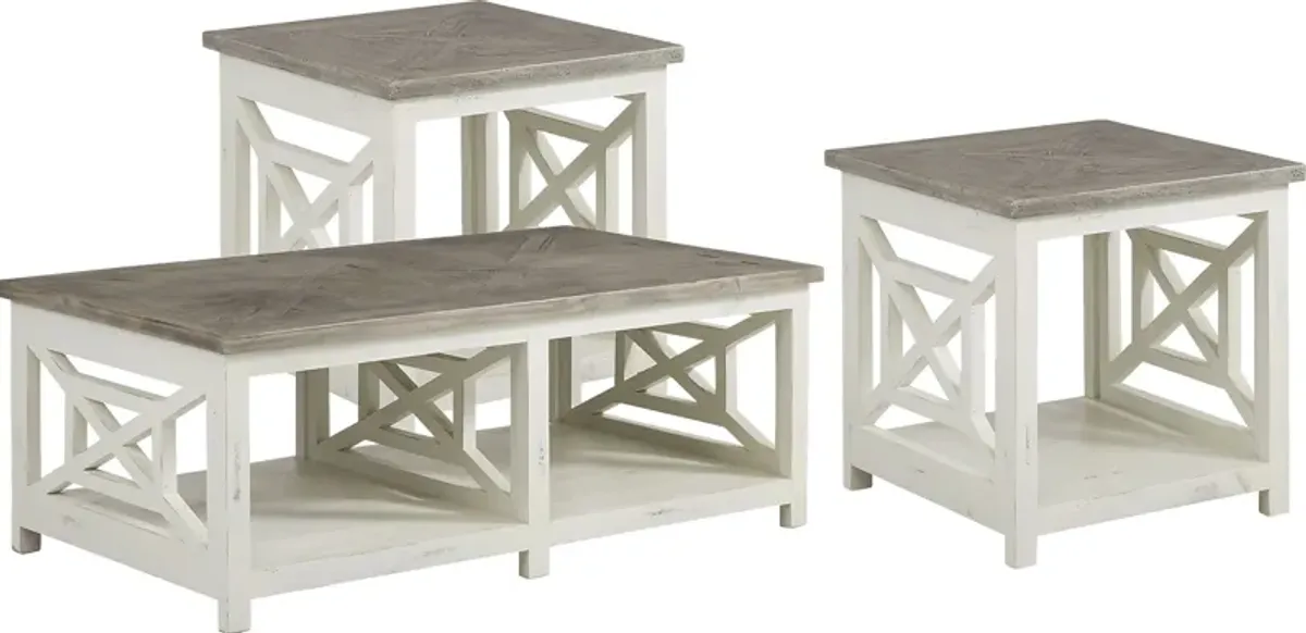 Danusa White 3 Pc Table Set