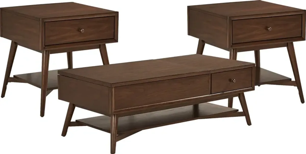 Greyson Brown Cherry 3 Pc Table Set