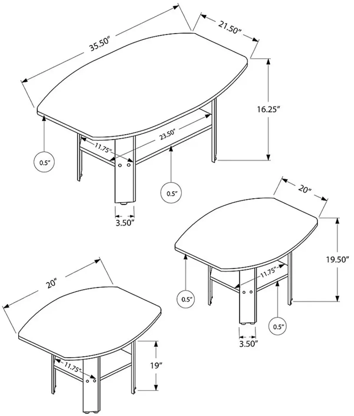 Greylyn Gray 3 Pc Table Set