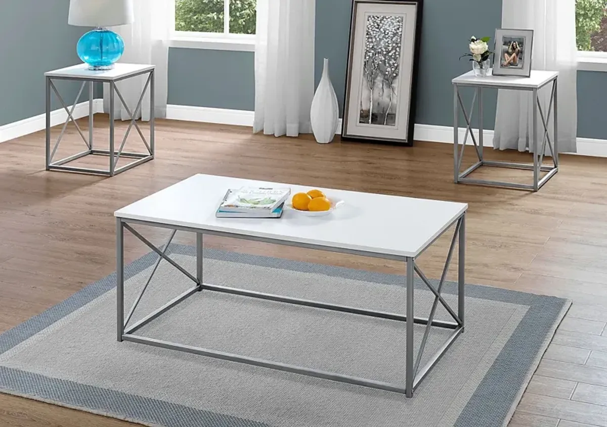 Valburn White 3 Pc Table Set