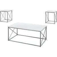 Valburn White 3 Pc Table Set