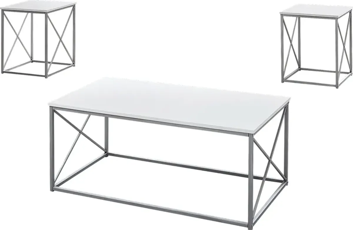 Valburn White 3 Pc Table Set