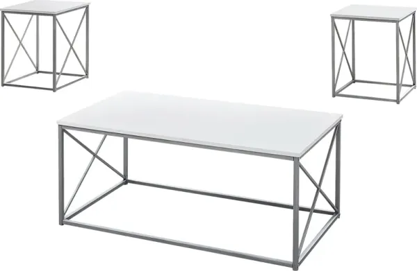 Valburn White 3 Pc Table Set