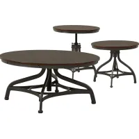 Industrial Place II Cherry Adjustable 3 Pc Table Set