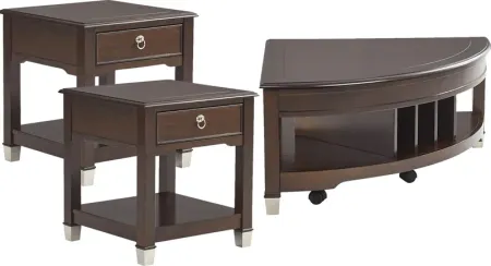 Elshan Walnut 3 Pc Occasional Table Set