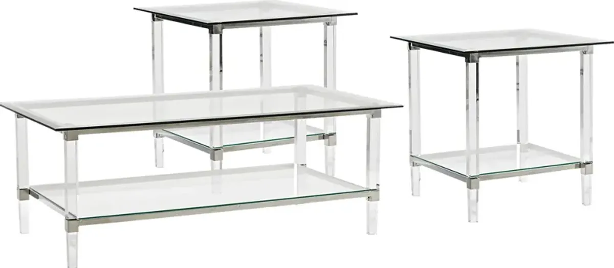 Varna Silver 3 Pc Rectangle Table Set