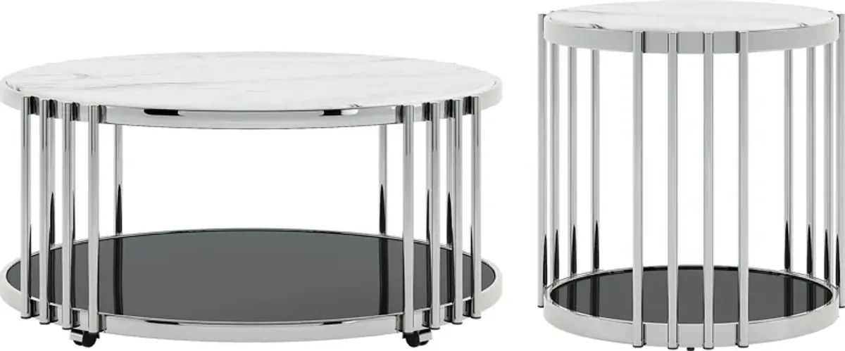 Bardiglio Silver 2 pc Occasional Table Set