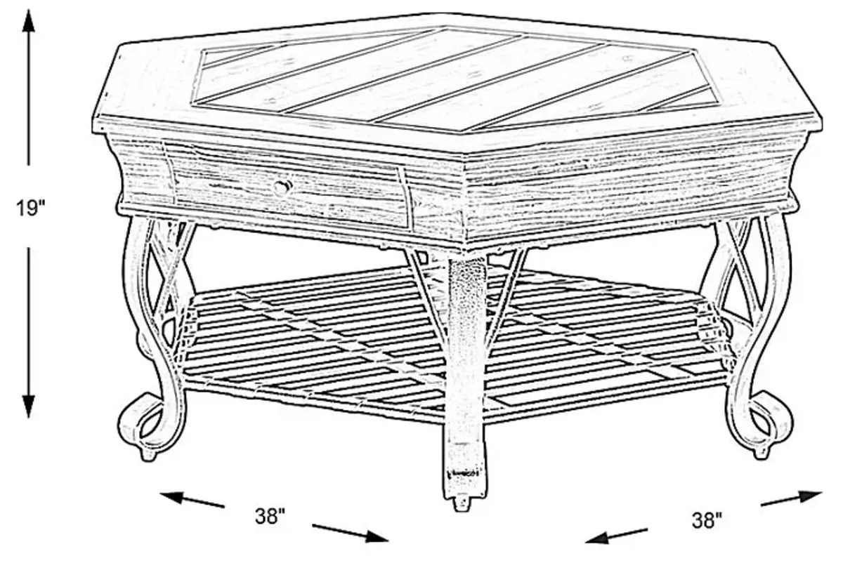 Coronado Bay Brown Cherry Hexagon Cocktail Table