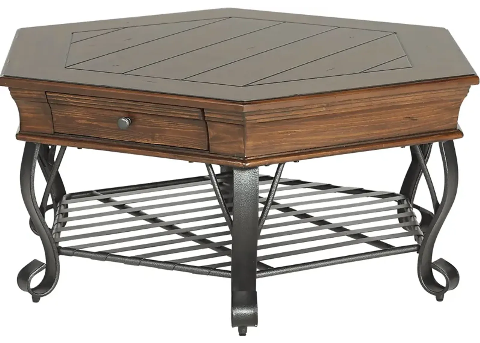 Coronado Bay Brown Cherry Hexagon Cocktail Table