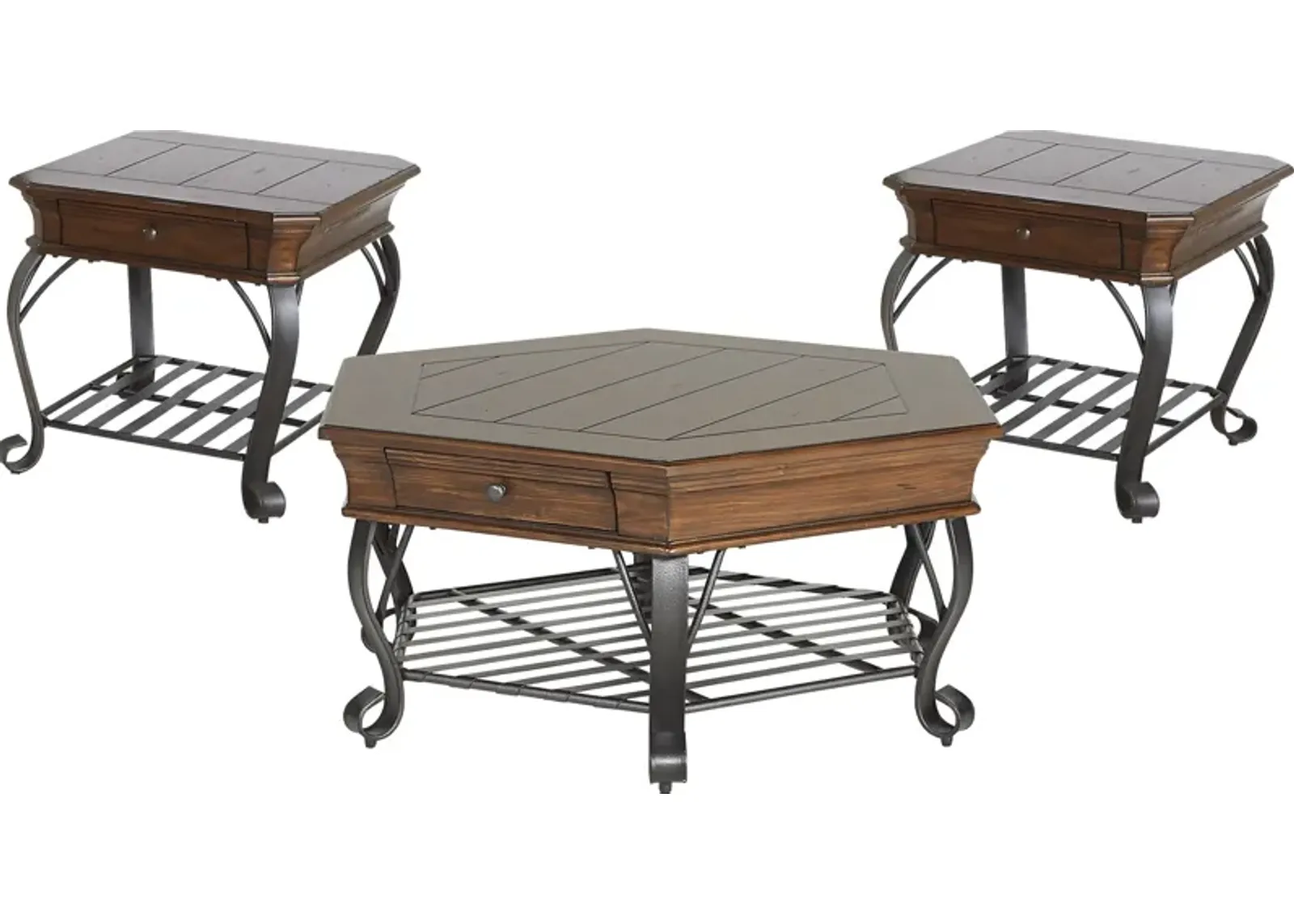 Coronado Bay Brown Cherry 3 Pc Table Set