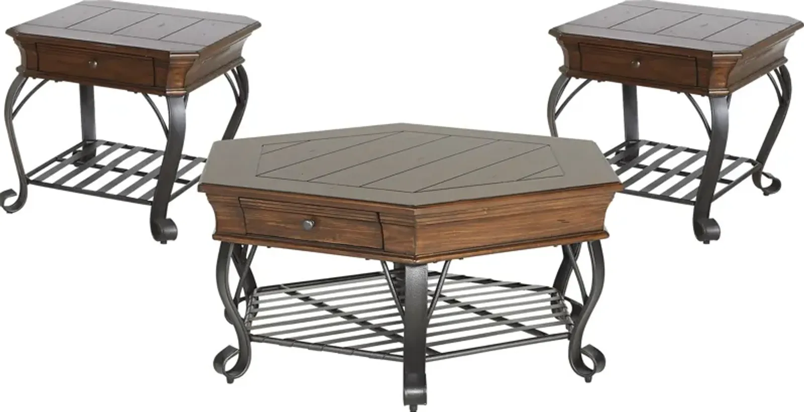 Coronado Bay Brown Cherry 3 Pc Table Set