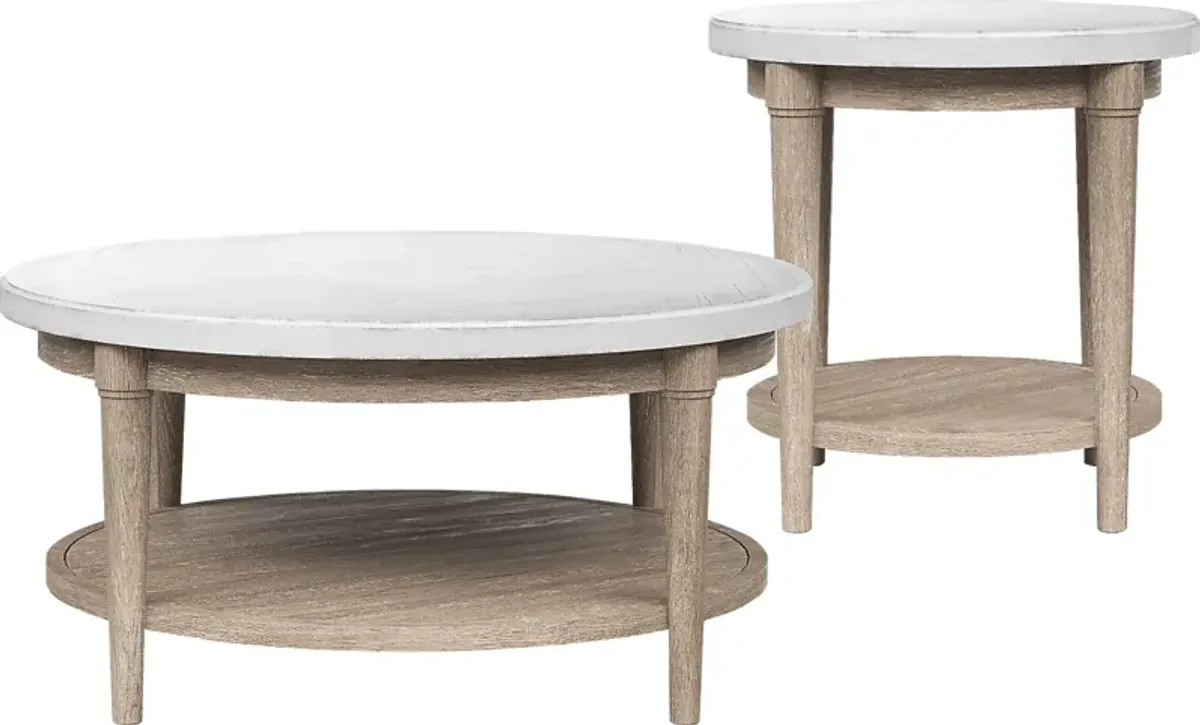 Oakwood Terrace Sand 2 Pc Round Table Set