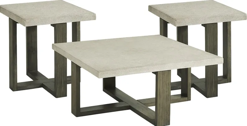 Sanger Gray Square 3 Pc Table Set