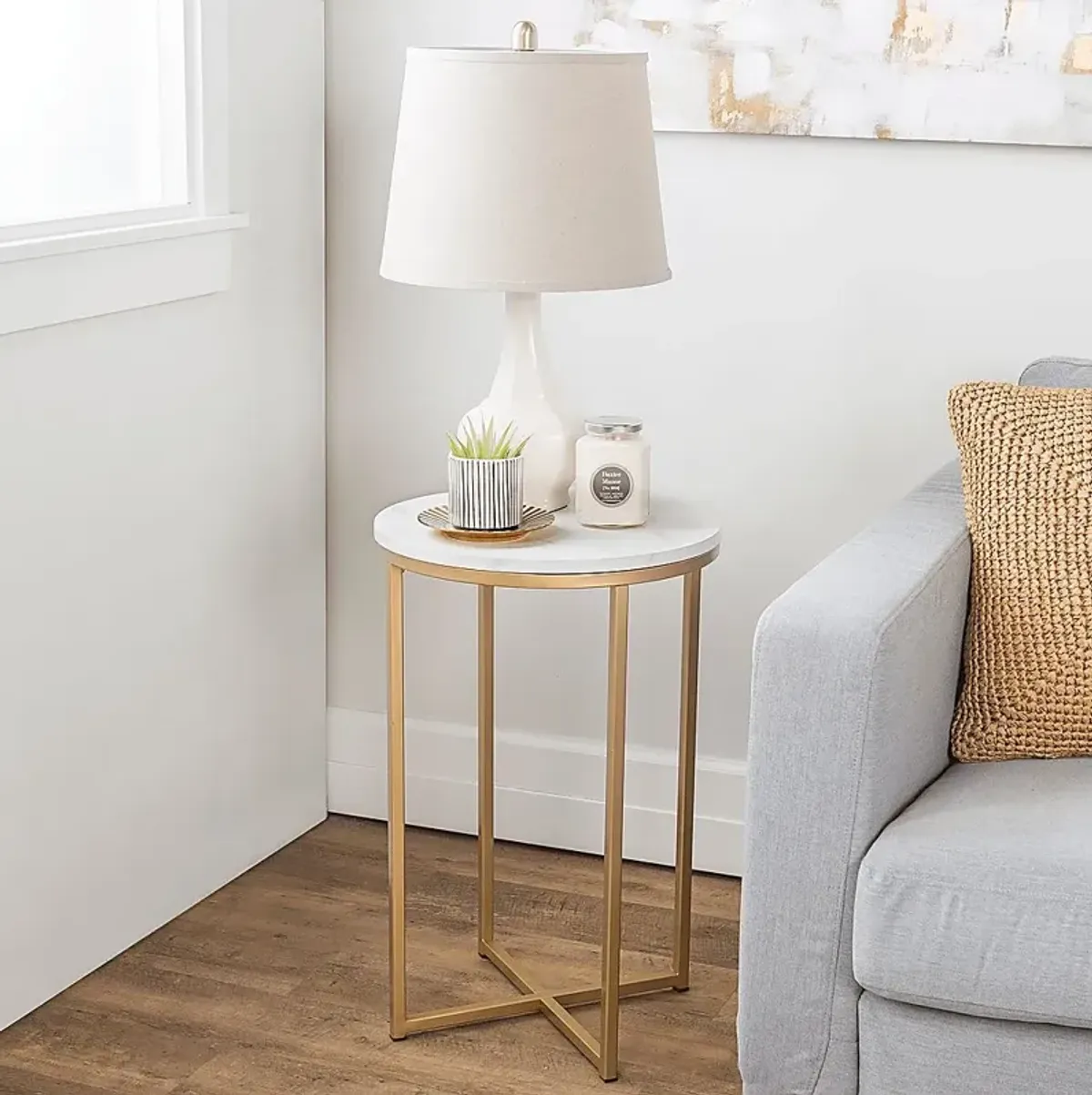 Bryon Alley White Accent Table