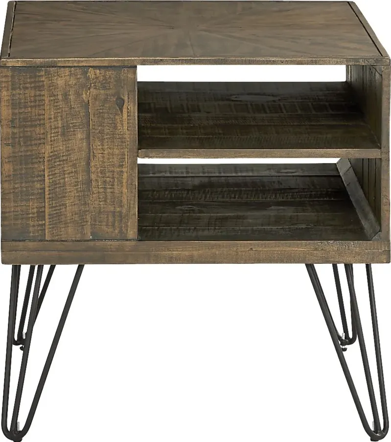 Del Sol Brown Square Storage End Table