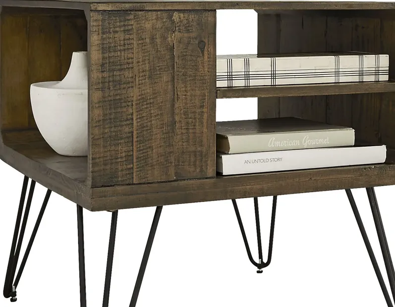 Del Sol Brown Square Storage End Table