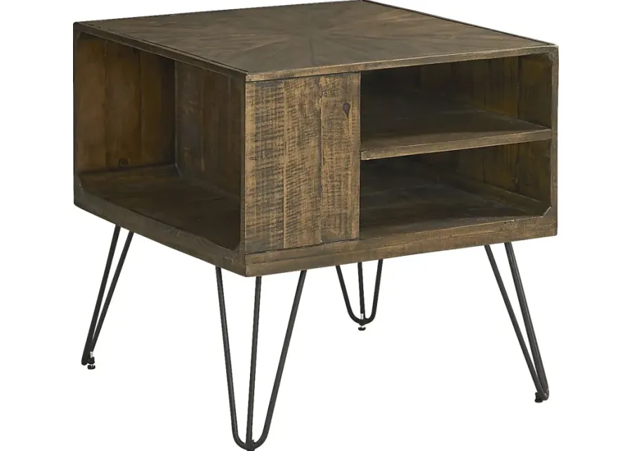 Del Sol Brown Square Storage End Table