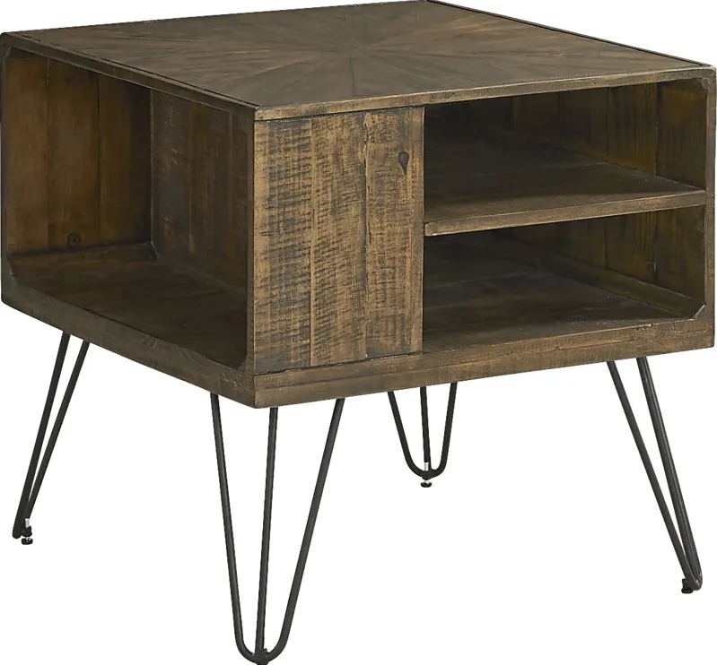 Del Sol Brown Square Storage End Table