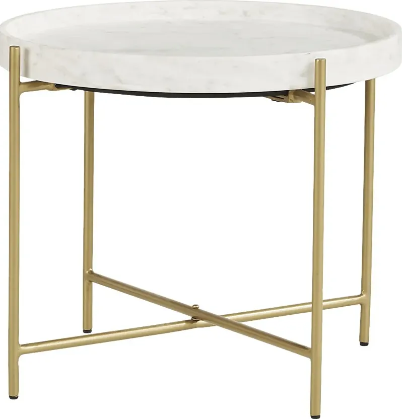 Slabtown White End Table