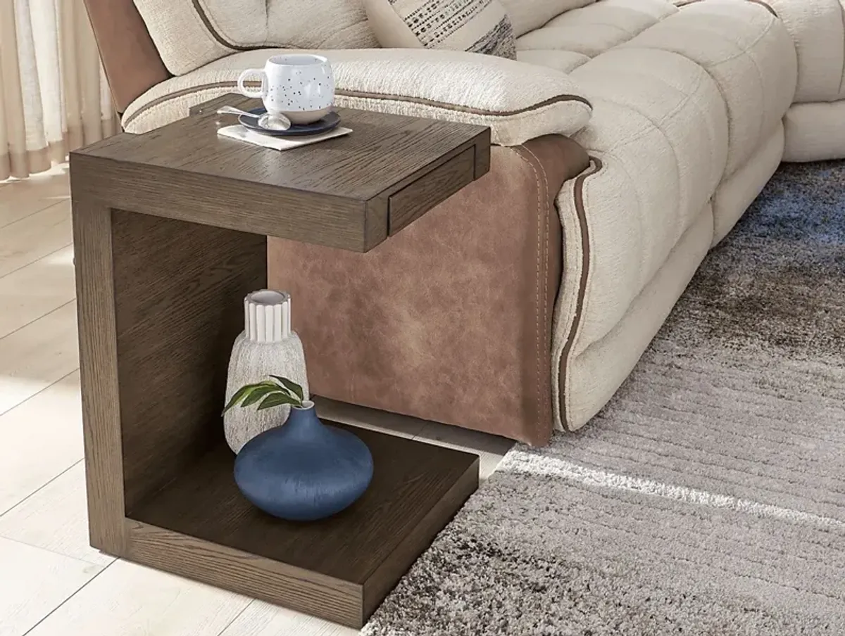 Delano Brown End Table with USB