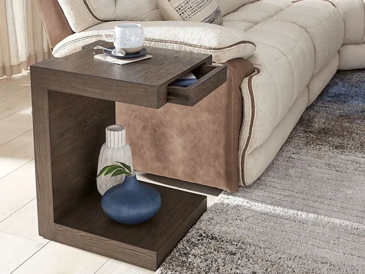 Delano Brown End Table with USB