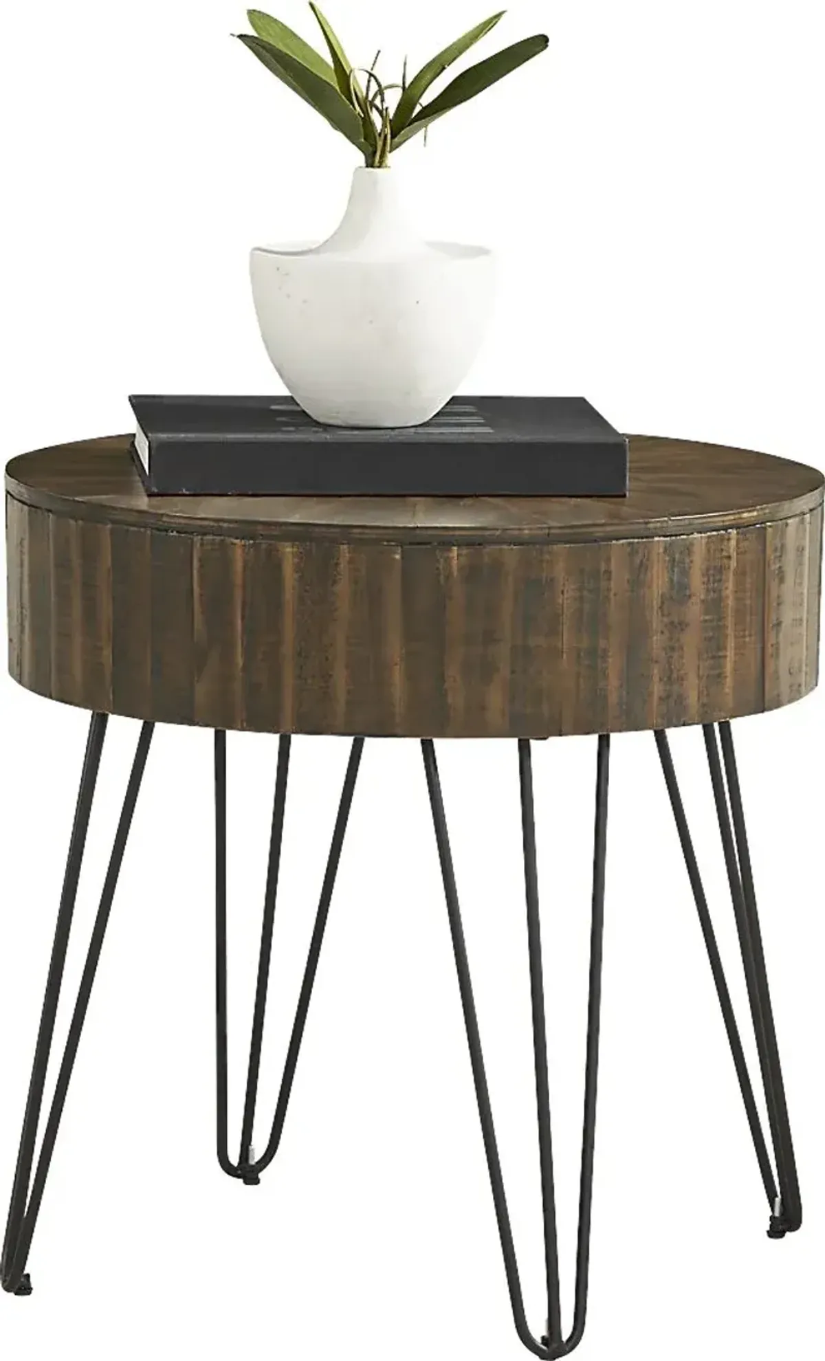 Del Sol Brown Round End Table