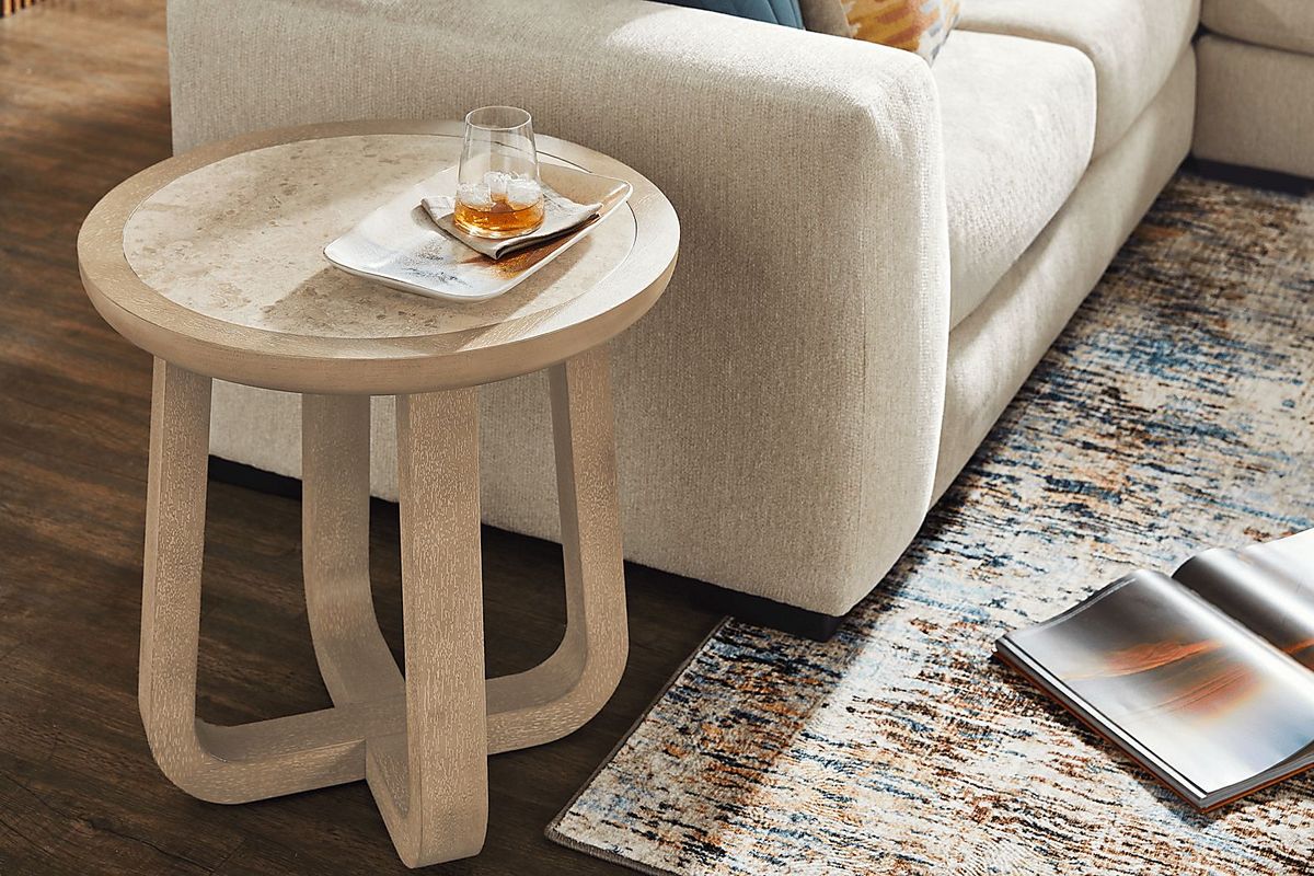 Canyon Sand End Table with Stone Top