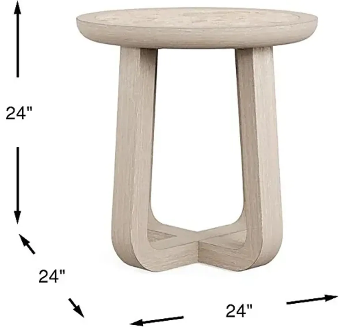 Canyon Light Gray Round End Table with Stone Top