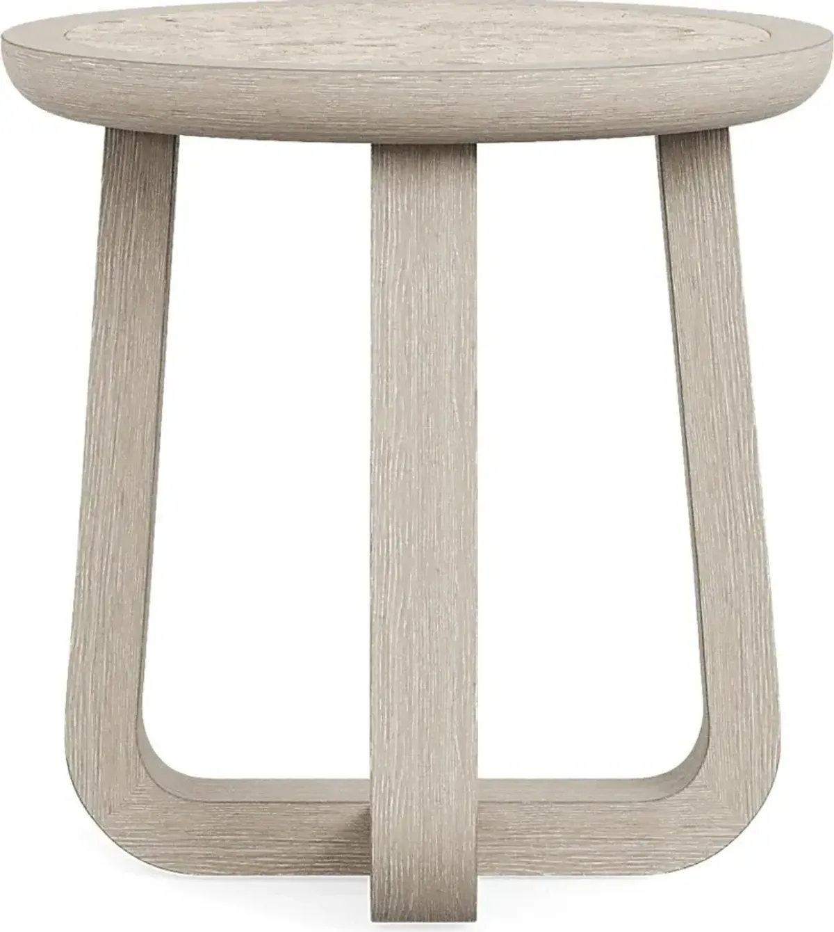 Canyon Light Gray Round End Table with Stone Top