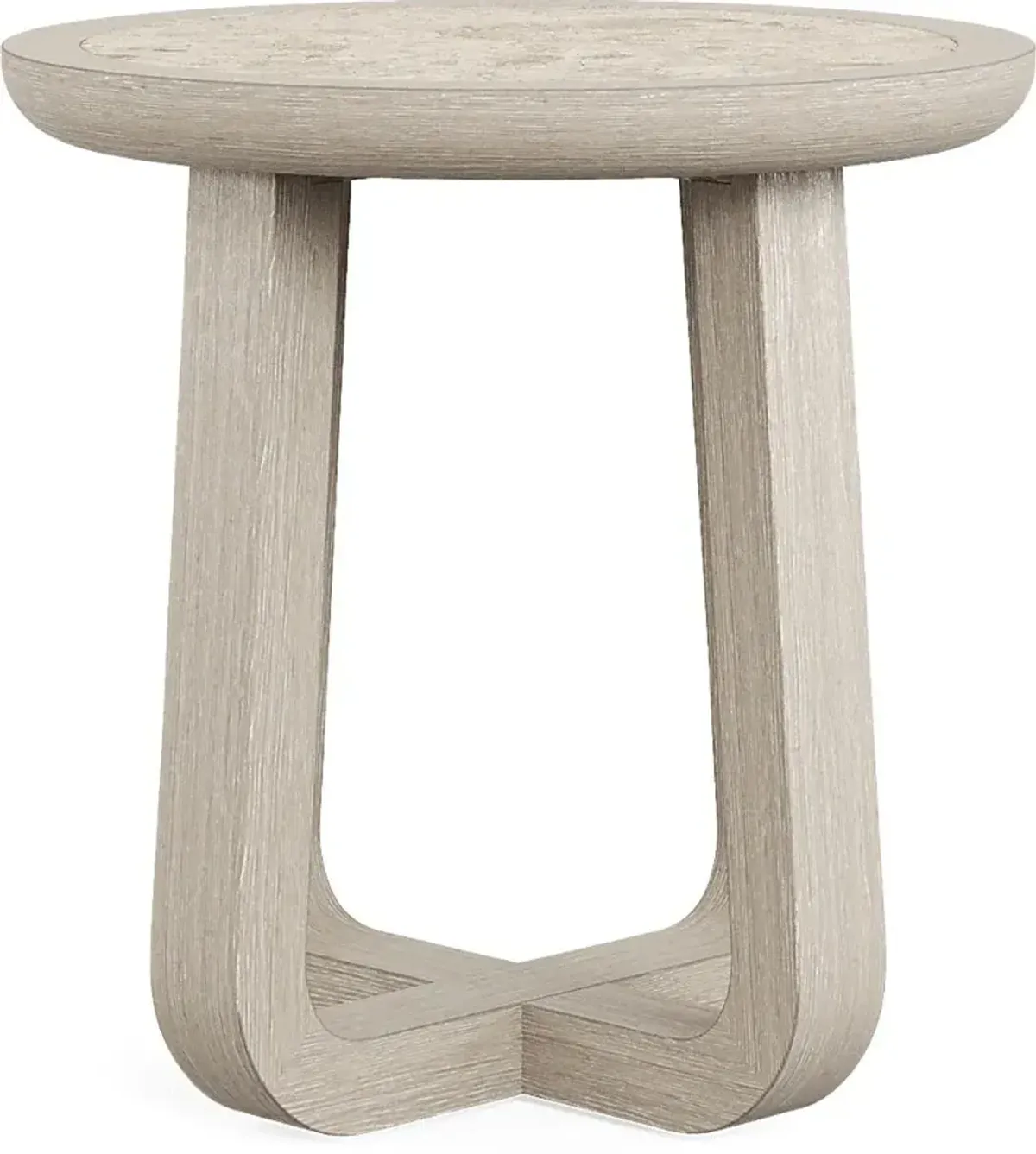 Canyon Light Gray Round End Table with Stone Top