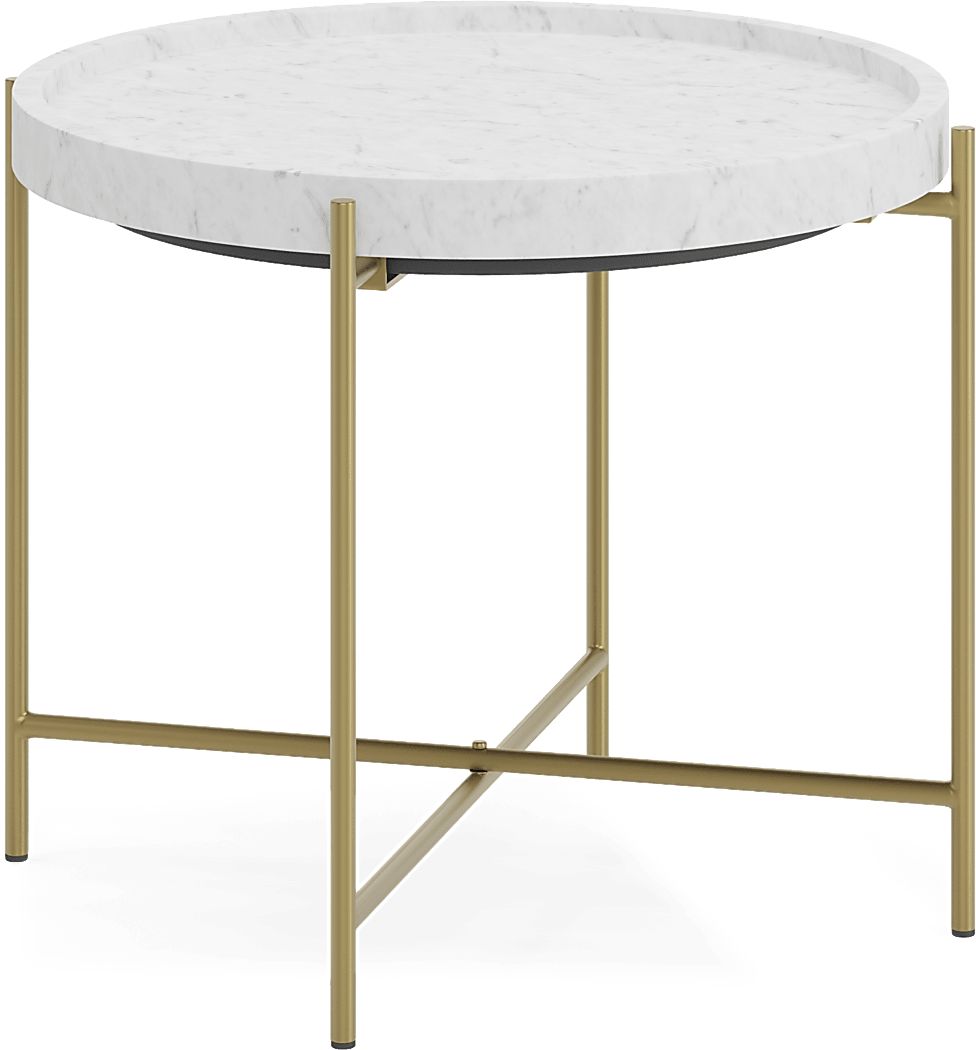 Slabtown White End Table