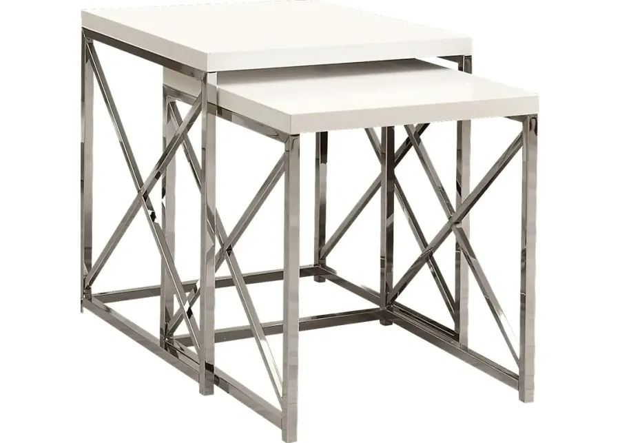 Brillock White Chrome Nesting Tables