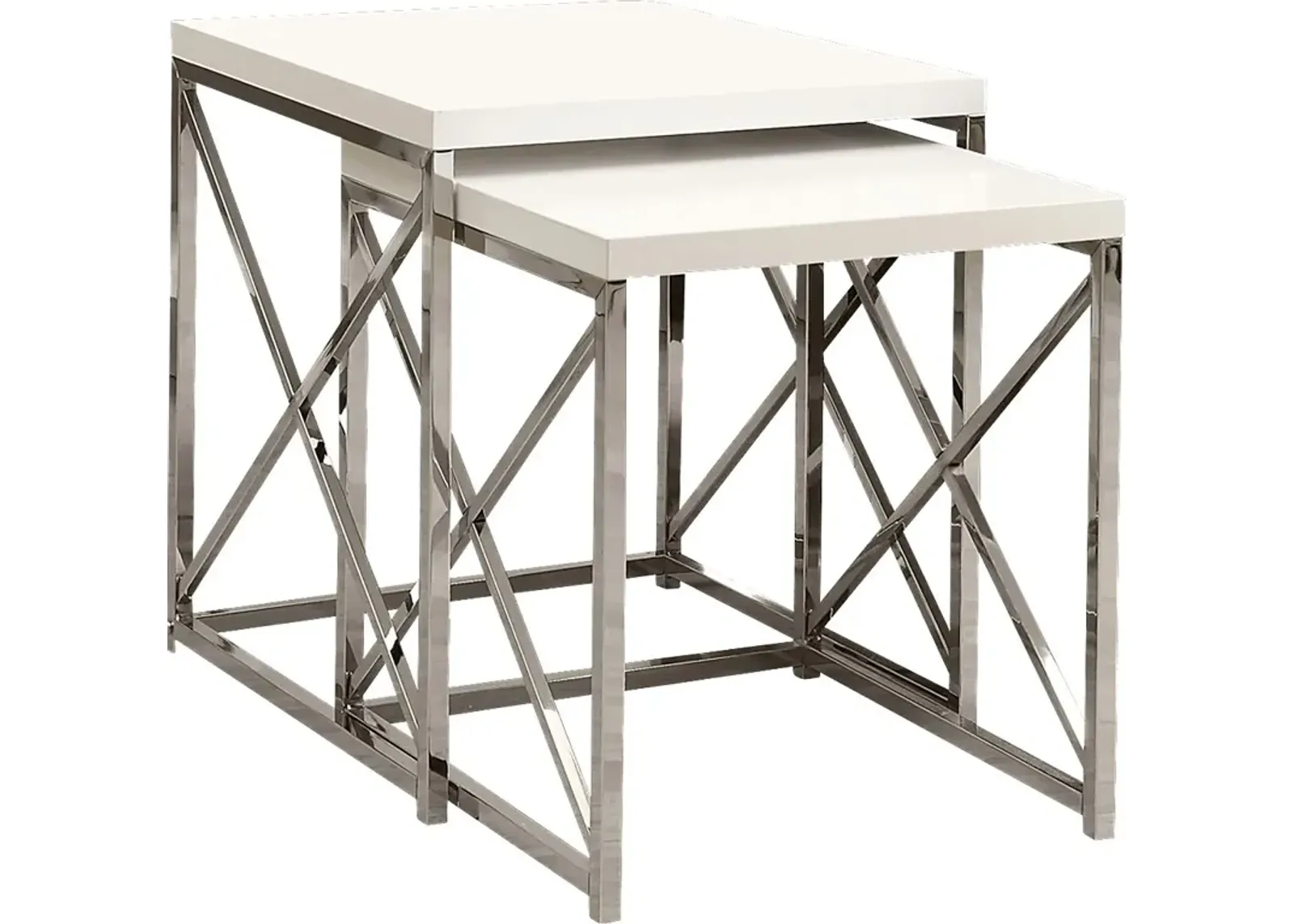 Brillock White Chrome Nesting Tables