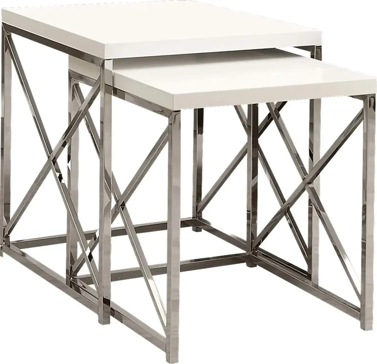 Brillock White Chrome Nesting Tables