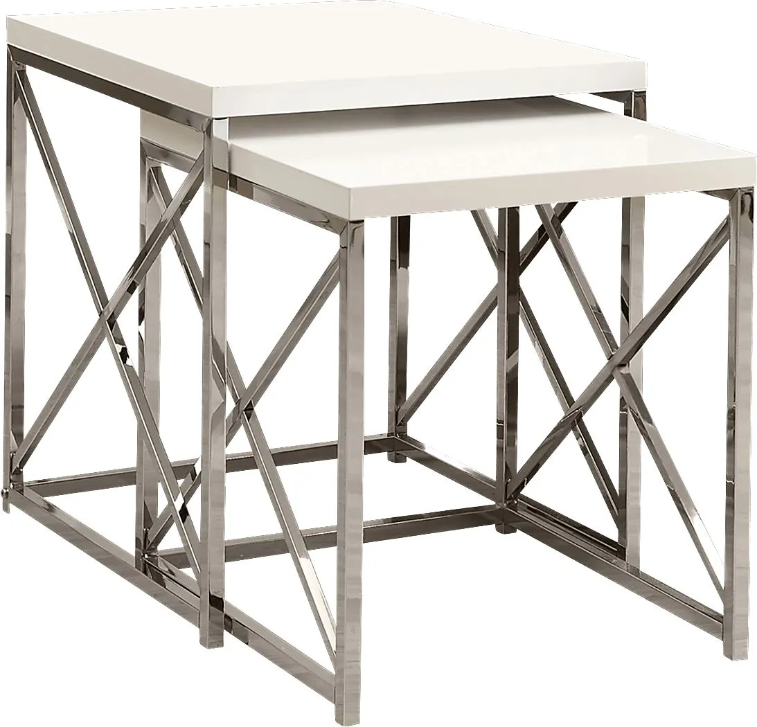 Brillock White Chrome Nesting Tables