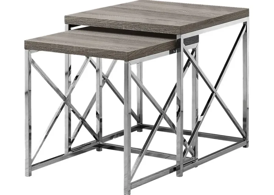 Brillock Taupe Chrome Nesting Tables