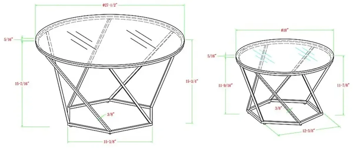 Ballonnes Gold Nesting Tables