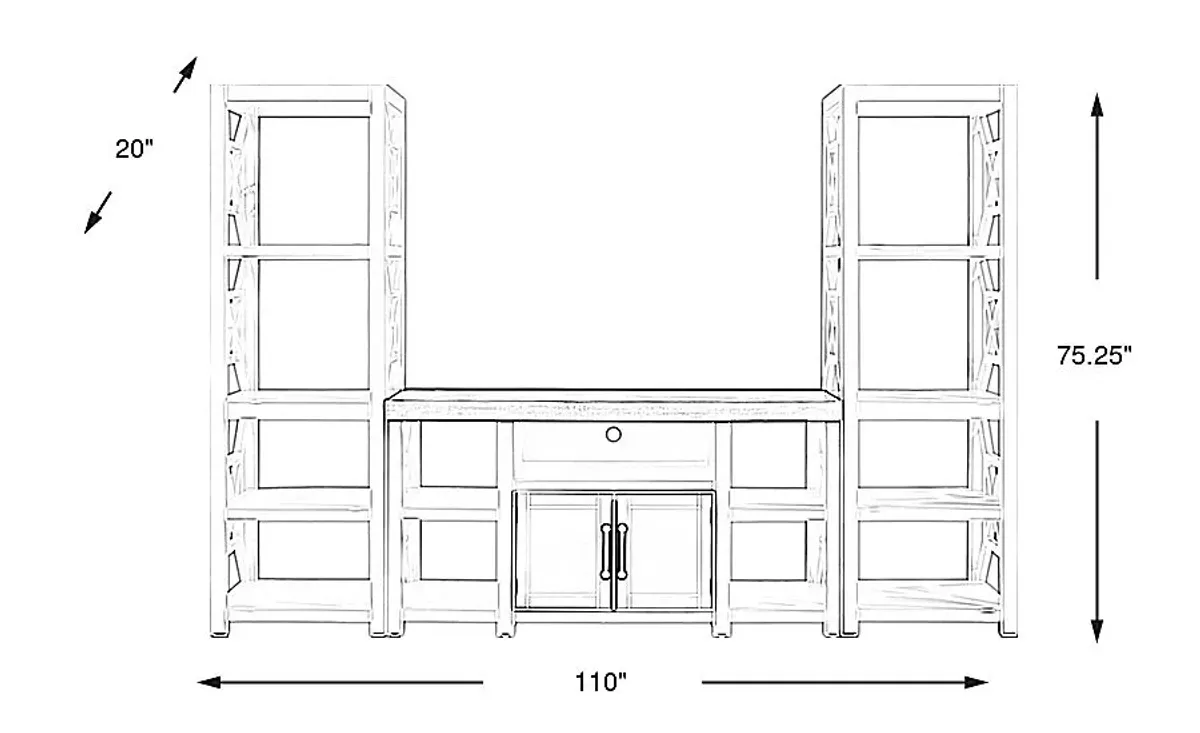 Danusa II White 3 Pc Wall Unit with 62 in. Console