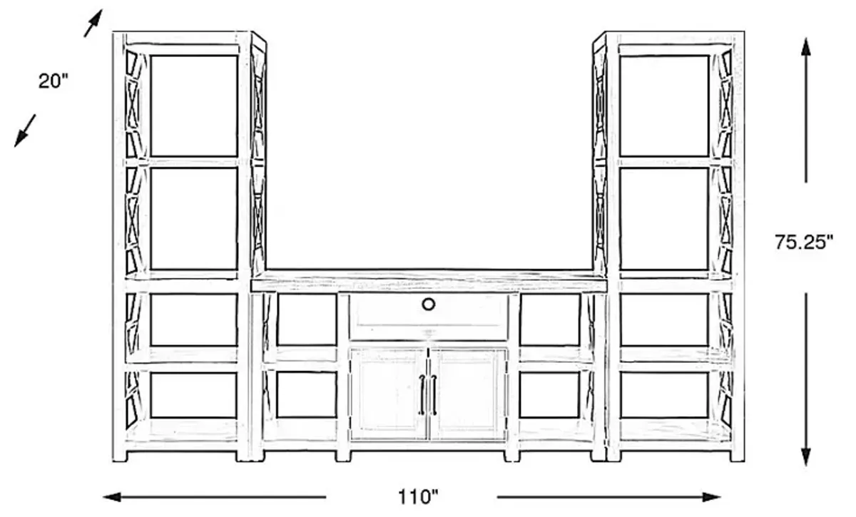 Danusa II Black 3 Pc Wall Unit with 62 in. Console