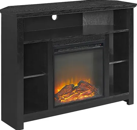 Corona Black 44 in. Console with Electric Fireplace
